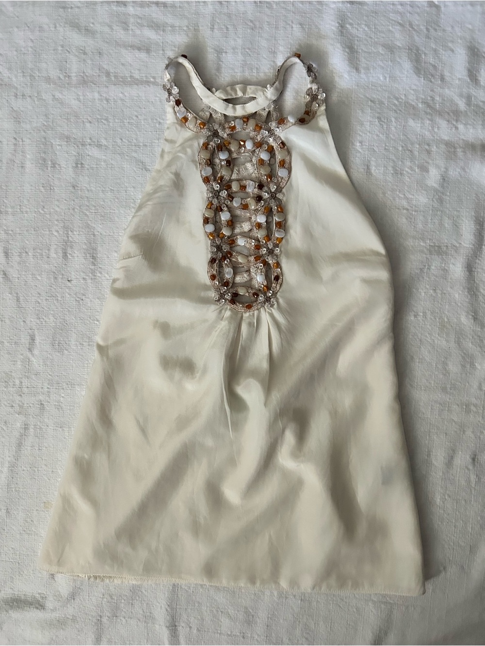 Thorn by Nancy Rose Beaded Halter Silk Blouse 2 xs